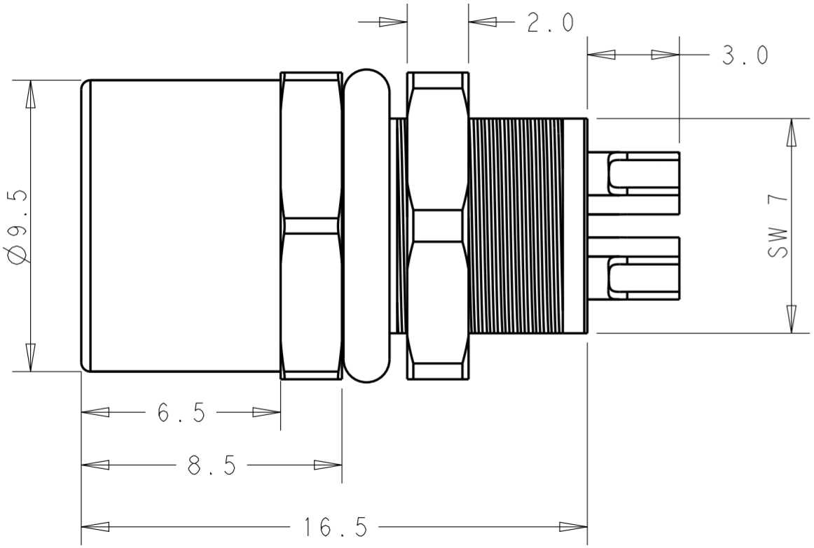 מחבר קונקטור לסנסורים זכר להלחמה לכבל TE CONNECTIVITY M8 T4033014031-000